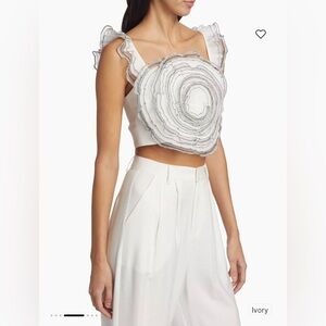 Elliatt Joviality Rosette Crop Top in Ivory